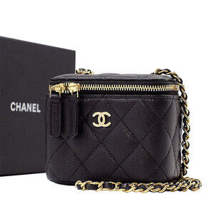 CHANEL Vanity Shoulder Bag Pochette Caviar Skin Black